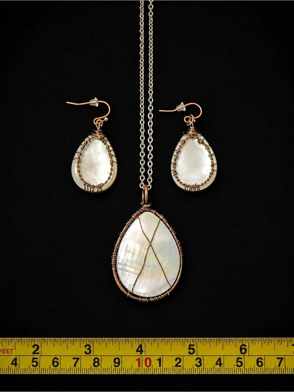 Handcrafted Opalescent Tree of Life Pendant Necklace and Earrings Set